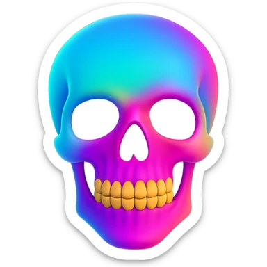 Edit the blown skull with a neon color palette in a 3D emoji style. Keep the background transparent. Note: The original 3D emoji style does not support editing, so using the general style while preserving the 3D emoji look. sticker