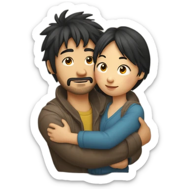 scruffy-boy-and-asian-gilr-hug sticker