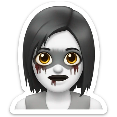 make a zombie women, very white, with black hair and bangs  sticker