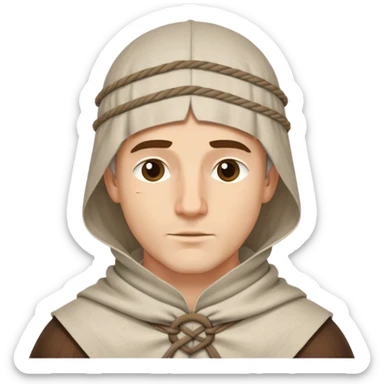 Medieval male linen coif tied under chin sticker