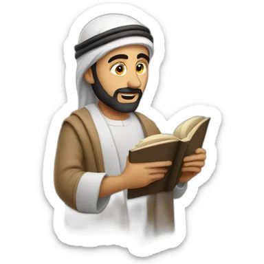 An Arab man reads a book  sticker