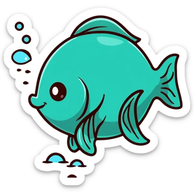 playful fish peeing sticker