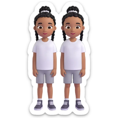 african american kid with a white tee and black braids sticker
