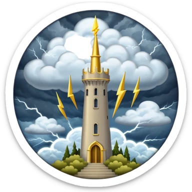 The tower tarot card lighting clouds in one side and sun in the other sticker