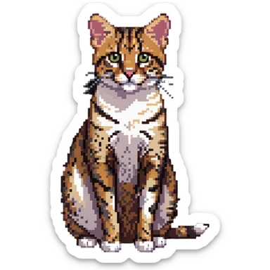 Leopard cat with spotted coat and alert posture sticker