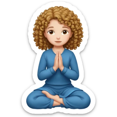 girl praying on knees curls  sticker