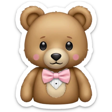 teddy bear with light pink bow tie sticker