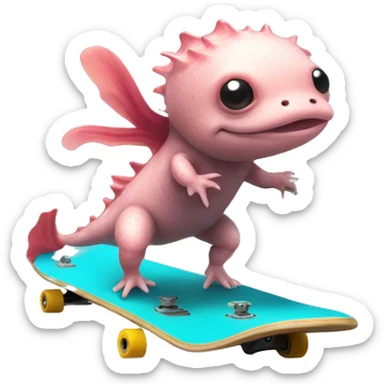 Axolotl on a skateboard in the ocean sticker