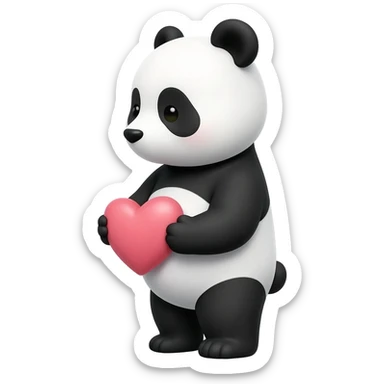 panda holding heart facing side sticker