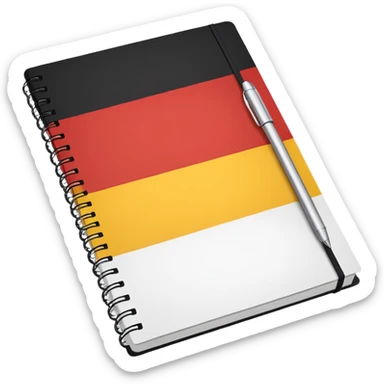 open notebook with German flag on the page sticker