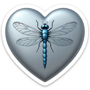 heart with a dragonfly motif sticker