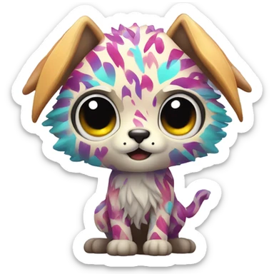 a colorful edgy cute kawaii vernid-fionbri with splash patterns full body sticker