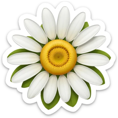 daisy flower, top view, apple style emoji, with a more pronounced yellow center sticker
