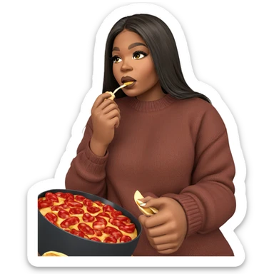 girl enjoying food in sweater sticker