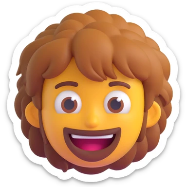 3D emoji style face with scruffy hair and a mischievous, bum-like expression sticker