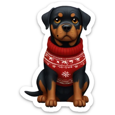 Creepy Rottweiler with Christmas jumper on sticker