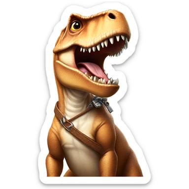 T-Rex holding a dog by its neck ￼ sticker