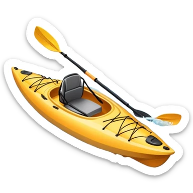 An icon showing a close-up of a sleek kayak with double-bladed paddles gliding through water. Splashes surround the boat as it cuts across a calm surface, symbolizing speed and focus. Transparent background emphasizes the dynamic and personal nature of kayak paddling. sticker
