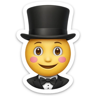 A yellow emoji with a top hat on😀 sticker