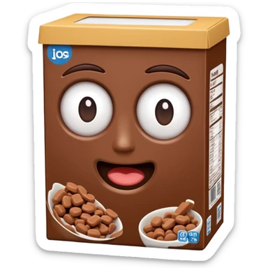 brown chocolate cereal box without eyes and mouth sticker