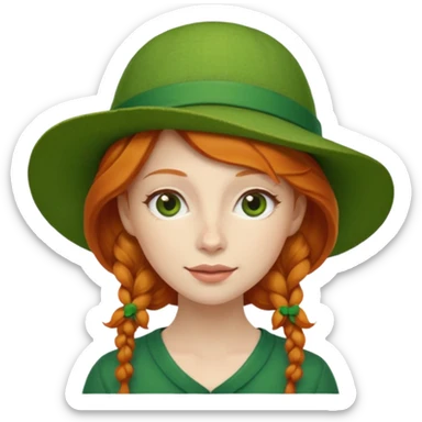 charming ginger woman with a green artist hat sticker