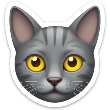 Face of gray cat with ears and yellow eyes looking at you brutal sticker