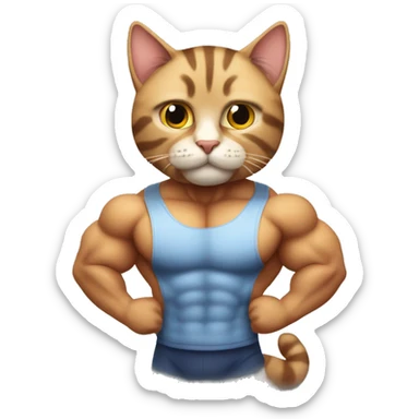 Tabby cat with muscles Body builder  sticker