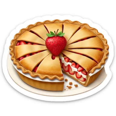 Apple pie emoji with slice strawberry above the cake  sticker