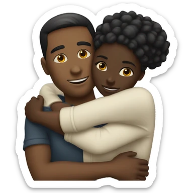 White man hugging black girl sticker