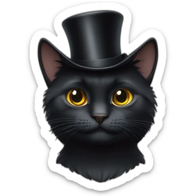 All black cat wearing a top hat sticker