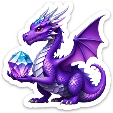 A purple space dragon holding a crystal sticker