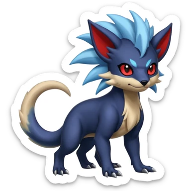 Exotic colorful cool handsome elemental exotic Zorua-Absol-Salandit-fusion (full body) sticker