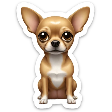 Perro Chihuahua con manchas cafés y mujer de pelo negro  sticker