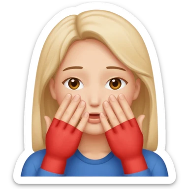 😳 emoji blushing and completely covering face with hands because they are flustered and embarrassed, face is very flushed sticker