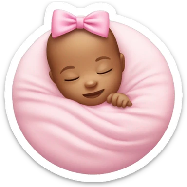 new born with pink bow sleeping sticker