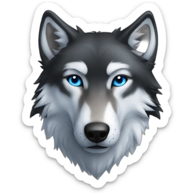 Black wolf  blue eyes kissing white tige sticker