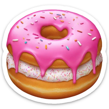 donut with pink syrup and white sprinkles sticker