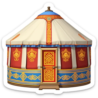 traditional Mongolian ger (yurt) with imperial decorations sticker