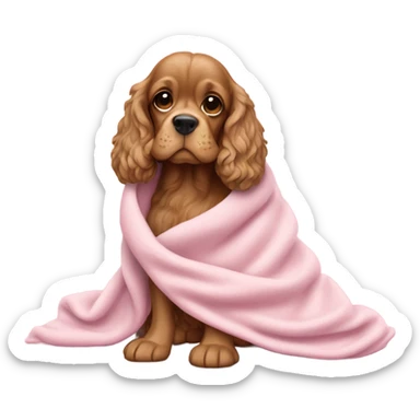 Cocker spaniel in a pink blanket sticker