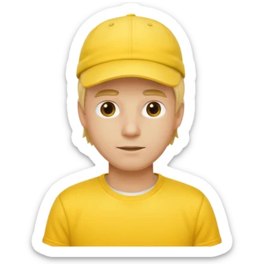 yellow tennis hat and yellow tshirt blonde man sticker