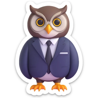 owl wearing a business suit sticker