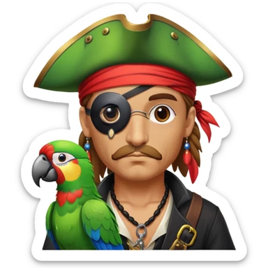 pirate with eye patch and parrot sticker