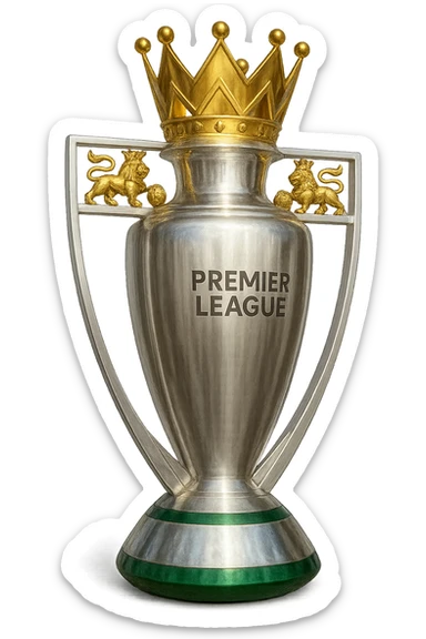 Фотореалистичный и изометричный кубок Premier League, объемный чуть слегка рисованный стиль, прозрачный фон sticker
