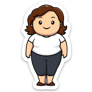 plus-size white woman with brown hair, smiling sticker