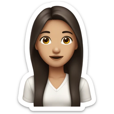 Girl with dark brown long hair and brown eyes sticker