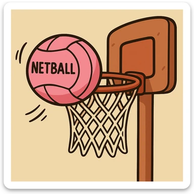 Change the netball to pink, keep the playful flat toon cartoon style with the hoop. sticker