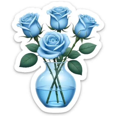 Light blue roses in vase sticker