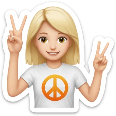 smiling girl with peace sign\ sticker
