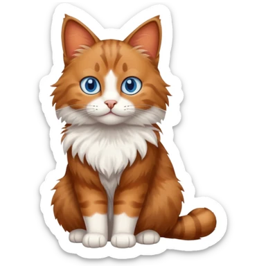 brown cat full body, blue eyes sticker