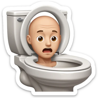 man’s head popping out of an open toilet sticker